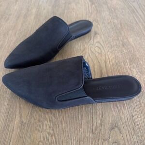 JENNI KAYNE SUEDE OILED LEATHER MULES-WOMEN SIZE 8.5 US 39 EU BLACK SLIP ON SHOE